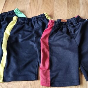 Kids Black Shorts with Red and Yellow Stripes
